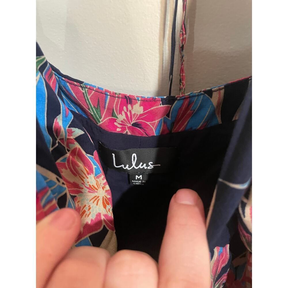 Lulu's Navy Floral Maxi Dress with Pink & Blue Print - Picture 9 of 11